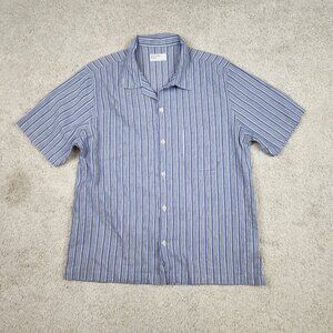 Universal Works Short Sleeve Button Shirt Size Medium M Linen Stripe Designer